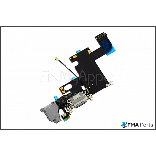Charging Port Headphone Jack with Microphone Flex Cable - Grey OEM for iPhone 6