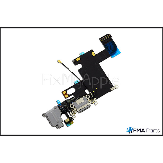 Charging Port Headphone Jack with Microphone Flex Cable - Grey OEM for iPhone 6
