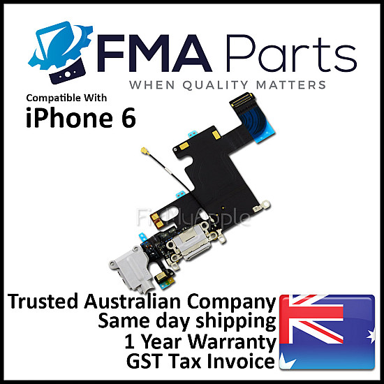 Charging Port Headphone Jack with Microphone Flex Cable - White OEM for iPhone 6