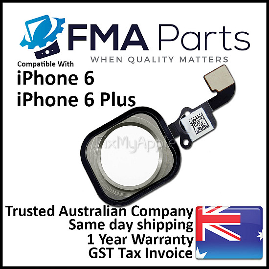 Home Button Flex Cable Assembly - White (Silver) OEM for iPhone 6 / 6 Plus