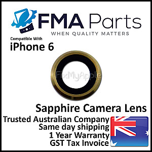 Rear Sapphire Camera Lens with Bezel - Gold OEM for iPhone 6 Rear Sapphire Camera Lens with Bezel - Gold OEM for iPhone 6