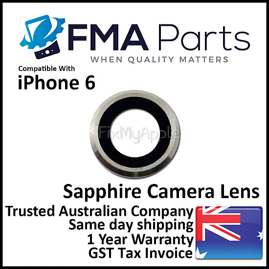 Rear / Back Facing Sapphire Camera Lens with Bezel - White (Silver) OEM for iPhone 6