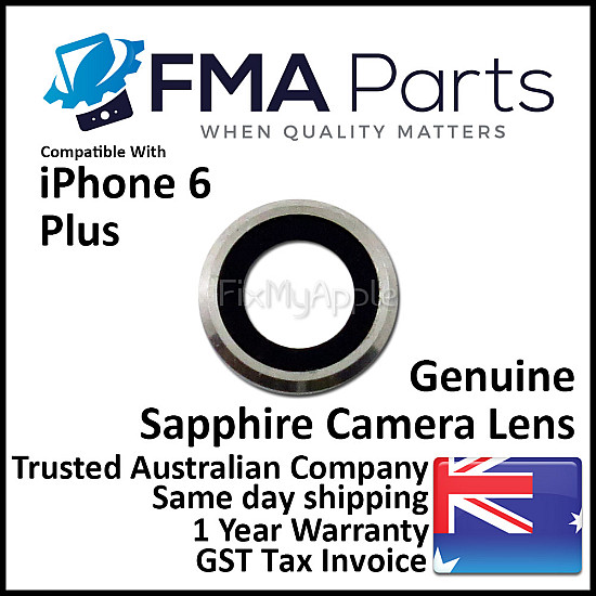 Rear / Back Facing Sapphire Camera Lens with Bezel - White (Silver) OEM for iPhone 6 Plus