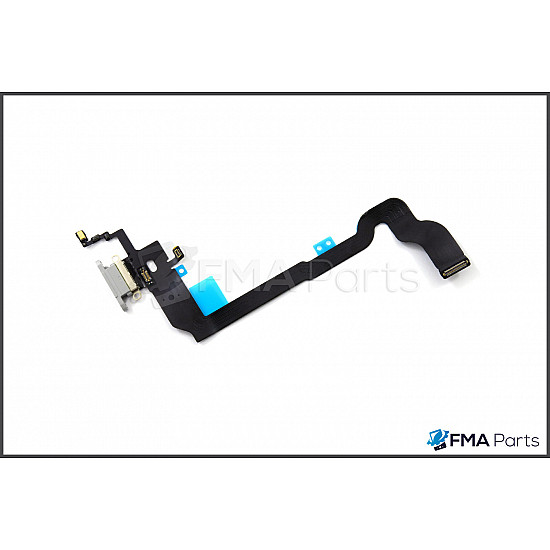 Charging Port with Microphone Flex Cable - White for iPhone X
