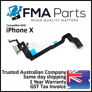 Charging Port with Microphone Flex Cable (OEM) - White for iPhone X