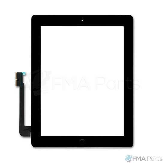 Glass Digitizer Assembly with Home Button, Camera Bracket and Adhesive - Black for iPad 4 (iPad with Retina display)