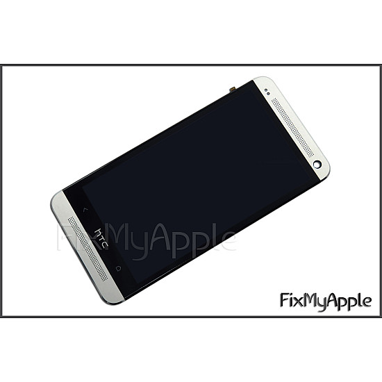 HTC One (M7) LCD Touch Screen Digitizer Assembly with Frame - Silver OEM