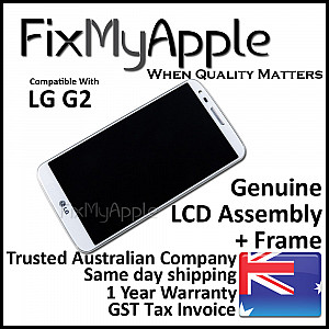 LG G2 D802 LCD Touch Screen Digitizer Assembly with Frame - White OEM