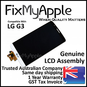 LG G3 D855 LCD Touch Screen Digitizer Assembly - White OEM (With Adhesive)