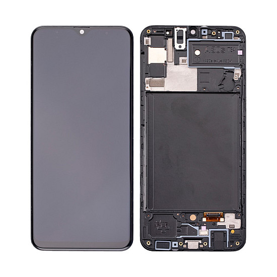 [Aftermarket OLED] OLED Touch Screen Digitizer Assembly with Frame - Prism Crush Black for Samsung Galaxy A30s A307