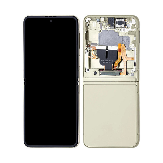 [Refurbished] OLED Touch Screen Digitizer Assembly with Frame - Cream for Samsung Galaxy Z Flip3 F711