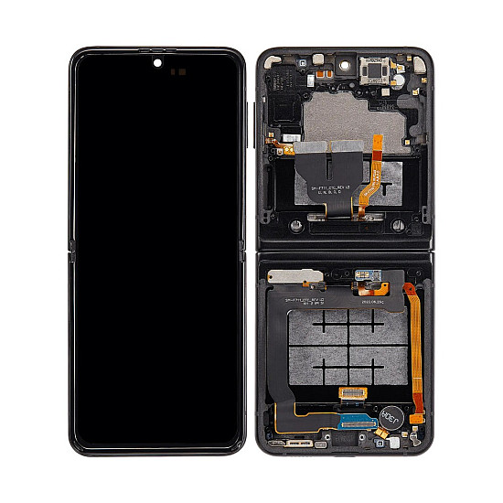 [Refurbished] OLED Touch Screen Digitizer Assembly with Frame - Phantom Black for Samsung Galaxy Z Flip3 F711