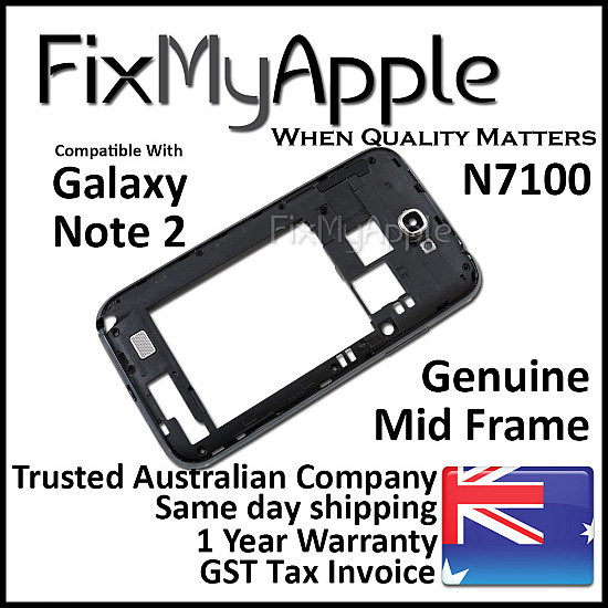 Samsung Galaxy Note 2 N7100 Mid Back Housing Frame - Black OEM