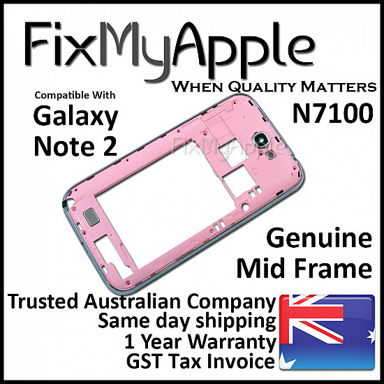 Samsung Galaxy Note 2 N7100 Mid Back Housing Frame - Pink OEM