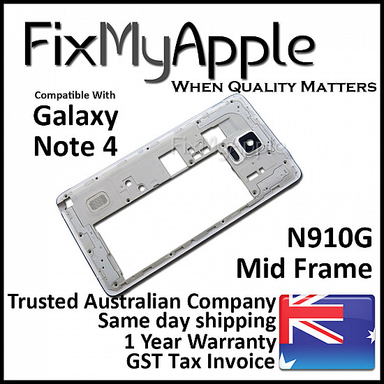 Samsung Galaxy Note 4 N910G Mid Back Housing Frame - White