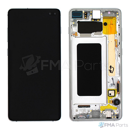 Samsung Galaxy S10+ G975F OLED Touch Screen Digitizer Assembly with Frame - Ceramic White [Service Pack]