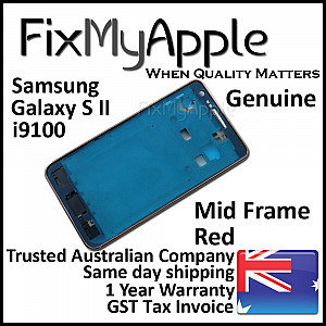 Samsung Galaxy S2 i9100 Mid Frame Bezel - Red OEM