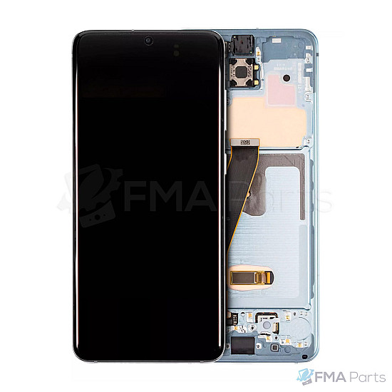 Samsung Galaxy S20 G980F/G981F OLED Touch Screen Digitizer Assembly with Frame - Cloud Blue [Service Pack]
