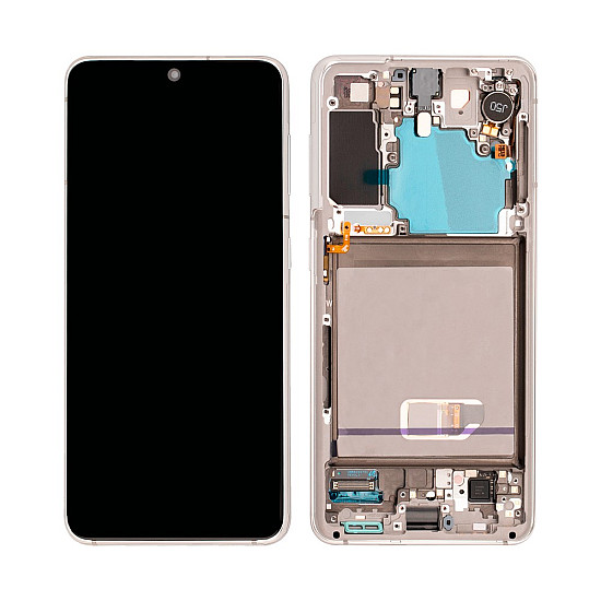 Samsung Galaxy S21 G991B OLED Touch Screen Digitizer Assembly with Frame - Phantom White [Refurbished]