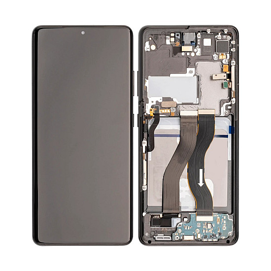 Samsung Galaxy S21 Ultra G998B OLED Touch Screen Digitizer Assembly with Frame - Phantom Black [Aftermarket OLED]