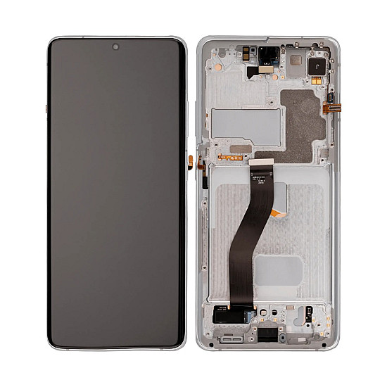 Samsung Galaxy S21 Ultra G998B OLED Touch Screen Digitizer Assembly with Frame - Phantom Silver [Refurbished]