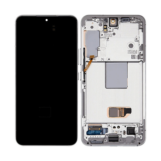 Samsung Galaxy S22 S901B OLED Touch Screen Digitizer Assembly with Frame - Phantom White [Service Pack]
