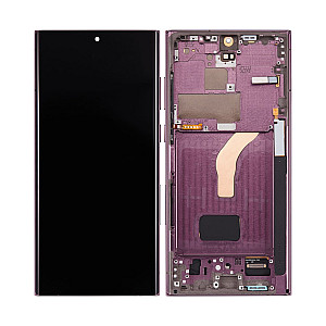 [Refurbished] OLED Touch Screen Digitizer Assembly with Frame - Burgundy for Samsung Galaxy S22 Ultra S908B