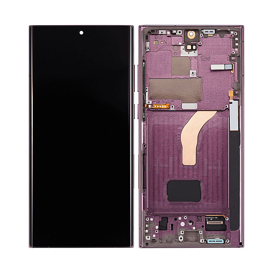 Samsung Galaxy S22 Ultra S908B OLED Touch Screen Digitizer Assembly with Frame - Burgundy [Refurbished]