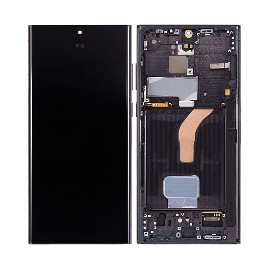 Samsung Galaxy S22 Ultra S908B OLED Touch Screen Digitizer Assembly with Frame - Phantom Black [Refurbished]