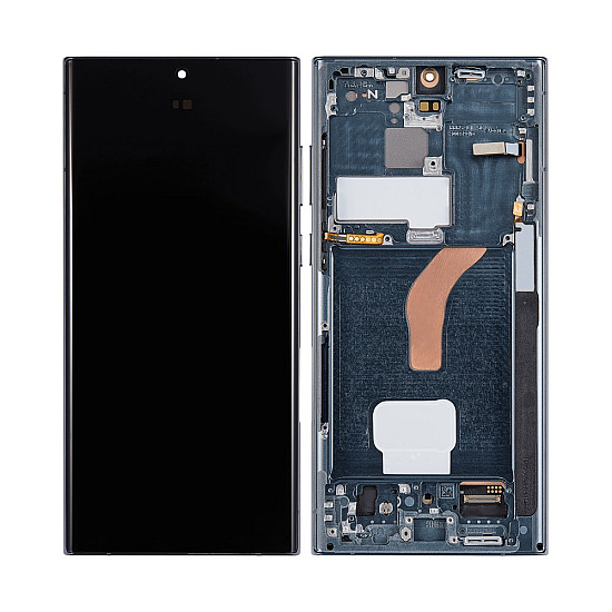 Samsung Galaxy S22 Ultra S908B OLED Touch Screen Digitizer Assembly with Frame - Phantom White [Service Pack]