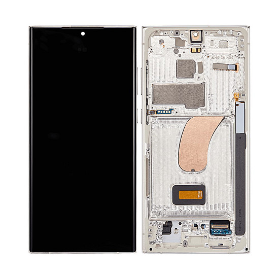 Samsung Galaxy S23 Ultra S918B OLED Touch Screen Digitizer Assembly with Frame - Cream [Refurbished]