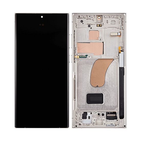 Samsung Galaxy S23 Ultra S918B OLED Touch Screen Digitizer Assembly with Frame - Cream [Service Pack]