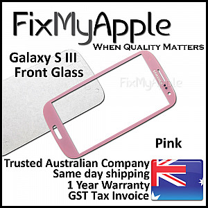 Samsung Galaxy S3 Front Glass Panel - Pink (With Adhesive)