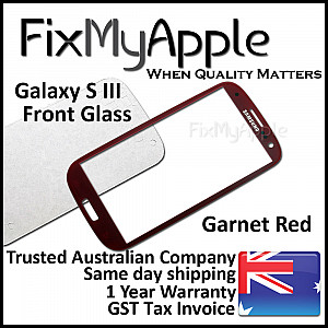 Samsung Galaxy S3 Front Glass Panel - Red (With Adhesive)