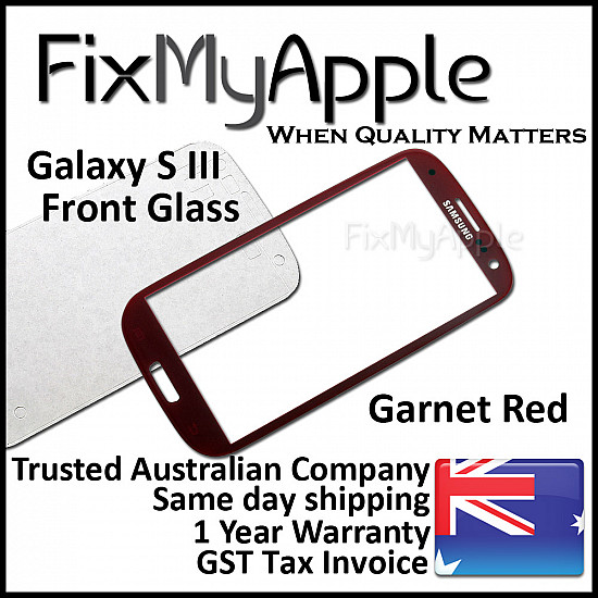 Samsung Galaxy S3 Front Glass Panel - Red (With Adhesive)