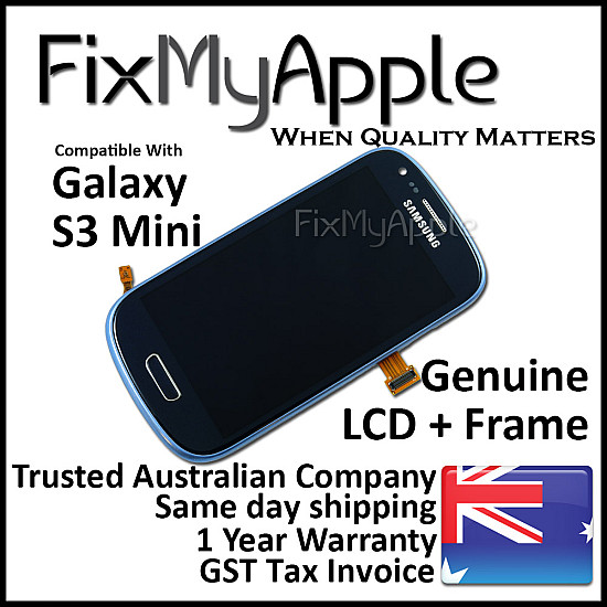 Samsung Galaxy S3 Mini i8190 OLED Touch Screen Digitizer Assembly with Frame - Blue [Service Pack]