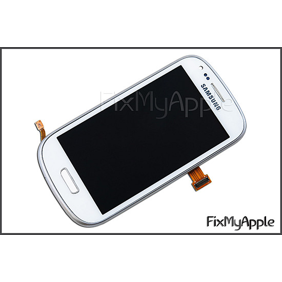 Samsung Galaxy S3 Mini i8190 OLED Touch Screen Digitizer Assembly with Frame - White [Service Pack]