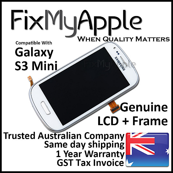 Samsung Galaxy S3 Mini i8190 OLED Touch Screen Digitizer Assembly with Frame - White [Service Pack]