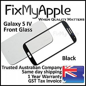 Samsung Galaxy S4 Front Glass Panel - Black (With Adhesive)
