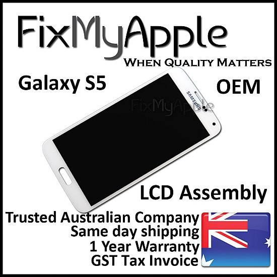 Samsung Galaxy S5 G900 OLED Touch Screen Digitizer Assembly - White [Service Pack]