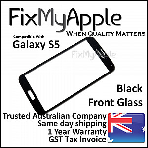 Samsung Galaxy S5 Front Glass Panel - Black (With Adhesive)