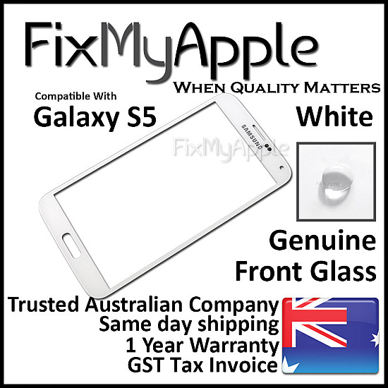 Samsung Galaxy S5 Front Glass Panel - White OEM (With Adhesive)