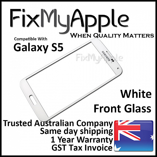 Samsung Galaxy S5 Front Glass Panel - White (With Adhesive)
