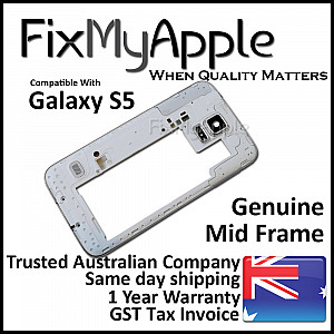 Samsung Galaxy S5 Mid Back Frame Bezel - Silver OEM