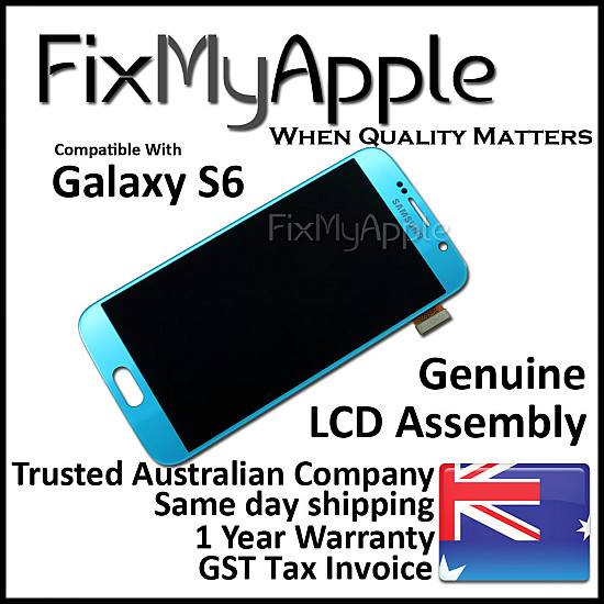 Samsung Galaxy S6 G920 OLED Touch Screen Digitizer Assembly - Blue Topaz (With Adhesive) [Service Pack]