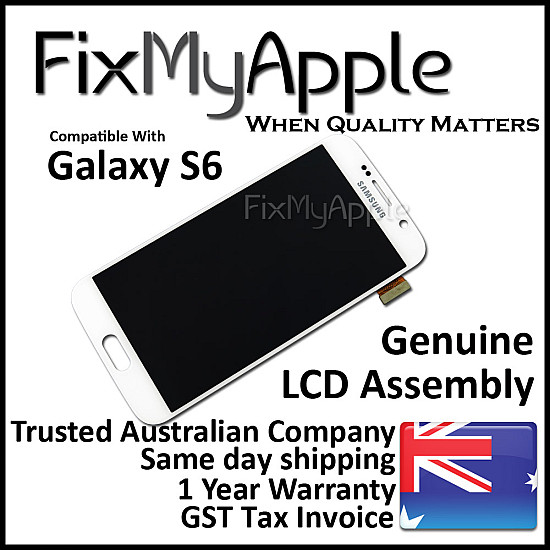 Samsung Galaxy S6 G920 OLED Touch Screen Digitizer Assembly - White Pearl (With Adhesive) [Service Pack]