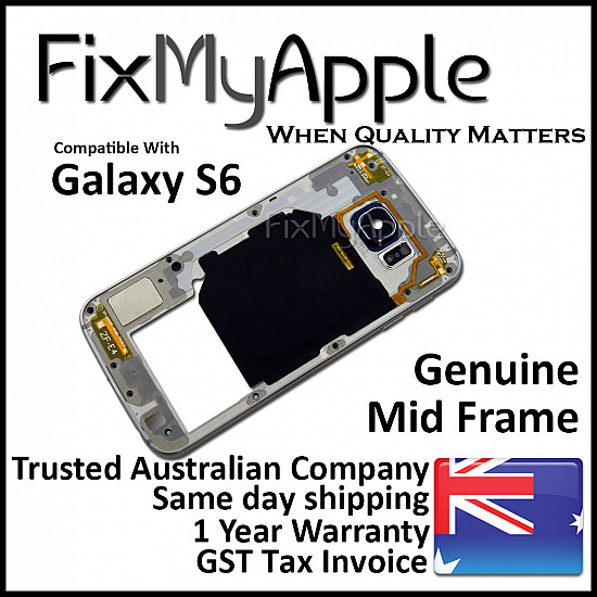 Samsung Galaxy S6 Mid Back Frame Bezel - Black Sapphire OEM