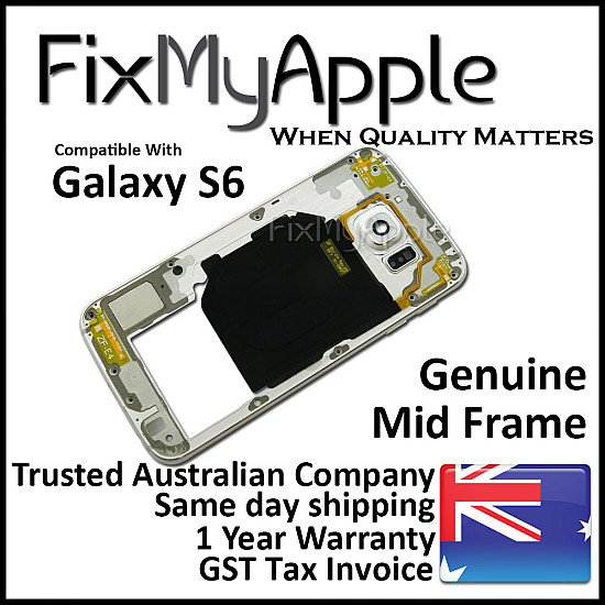 Mid Back Frame Bezel - White Pearl OEM for Samsung Galaxy S6