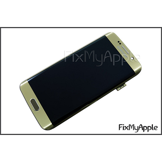 Samsung Galaxy S6 Edge G925 OLED Touch Screen Digitizer Assembly with Frame - Gold Platinum [Service Pack]