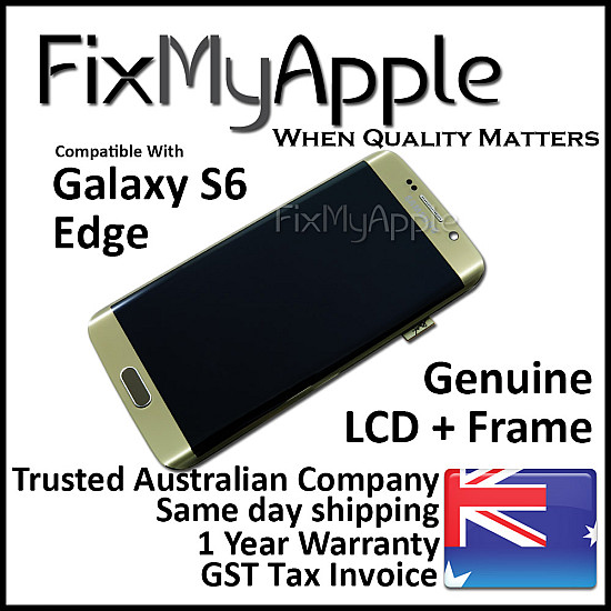 Samsung Galaxy S6 Edge G925 OLED Touch Screen Digitizer Assembly with Frame - Gold Platinum [Service Pack]